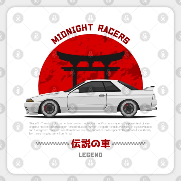 Midnight Racer White GTR R32 JDM Sticker by GoldenTuners